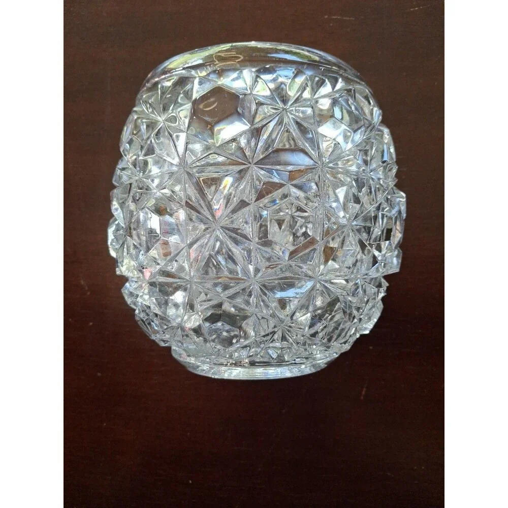 Clear Lead Hand cut Crystal Rose Bowl/Vase/Votive Candle